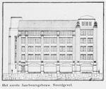 Gevelontwerp - noordzijde.
<br/>
Bouwkundig Weekblad, 1918